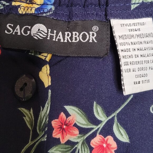Vintage Sag Harbor 90's Women's M Rayon Button Front Maxi Skirt Pull On Floral N - Picture 5 of 5